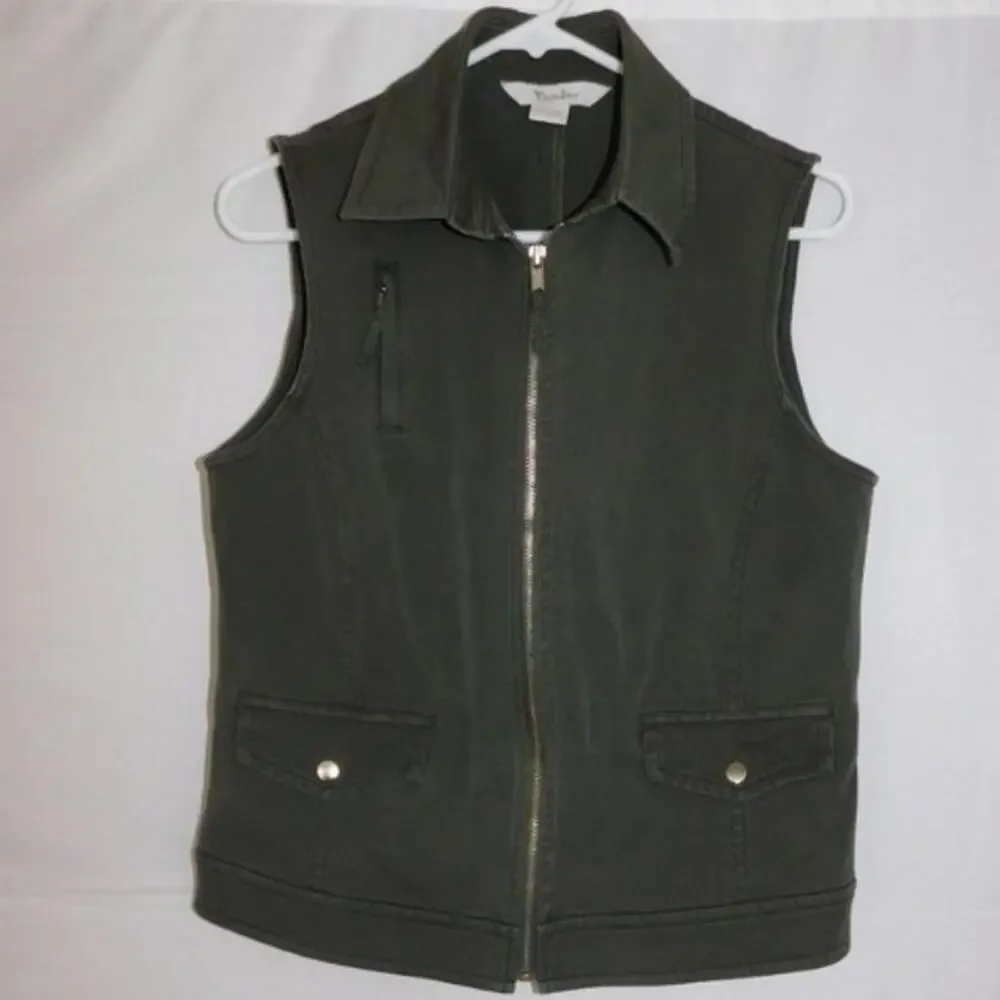 Tanjay Women's Zip Up Denim Vest Size Small